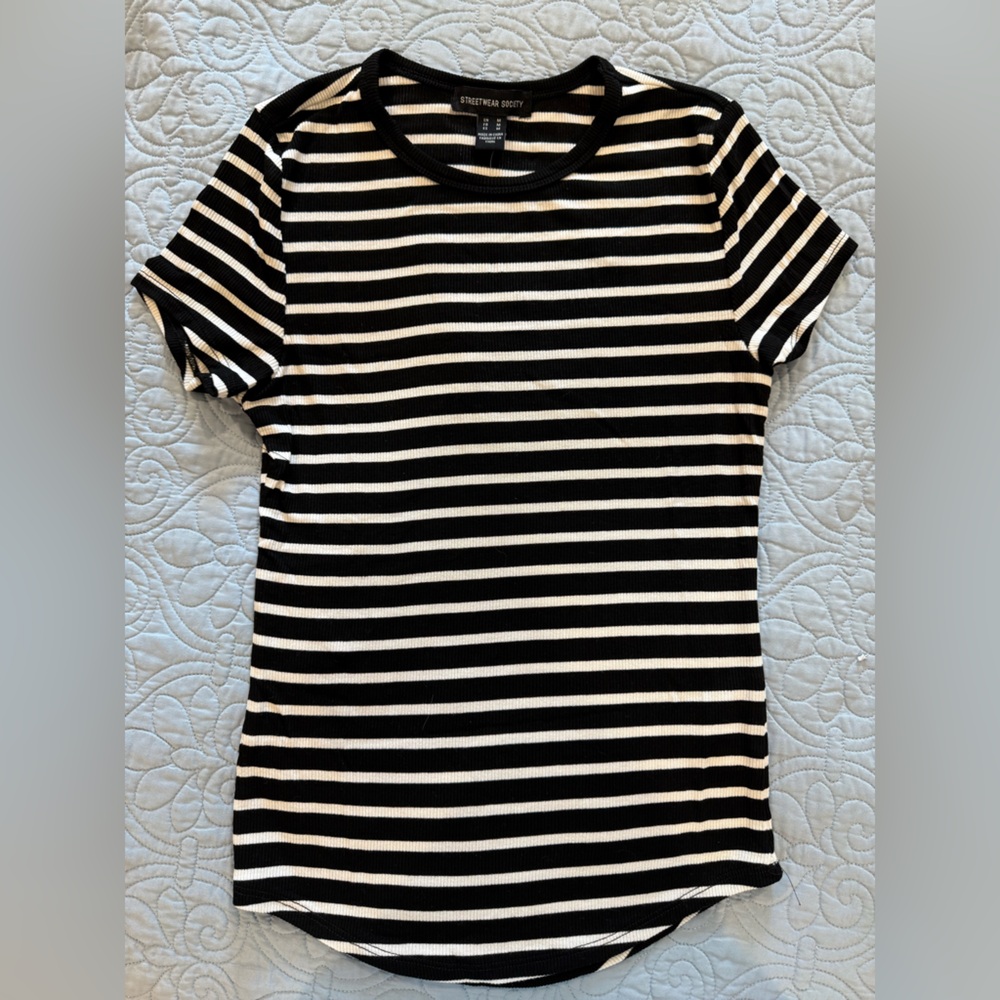 Streetwear Society Black and White Striped Tee